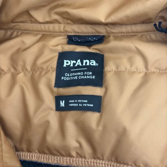 Prana Mens IncrediWool 1/2 Zip Quilted Wool Tan Blue Jacket NWT Medium - Picture 6 of 8